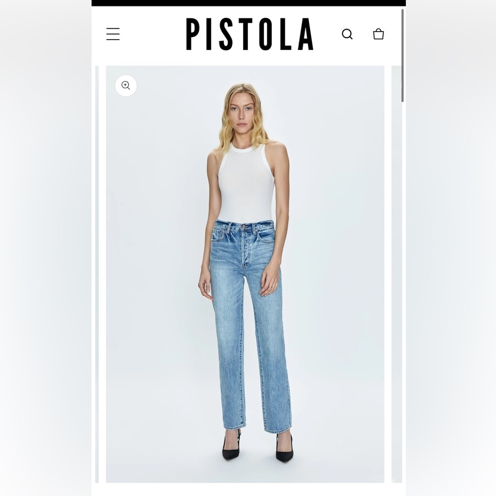 PISTOLA Cassie Super High Rise Straight Jeans medium wash